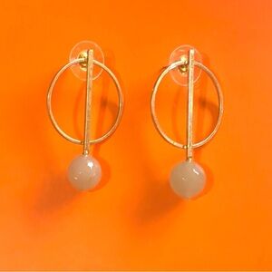 Fashion jewelry stainless steel Jade bead earrings